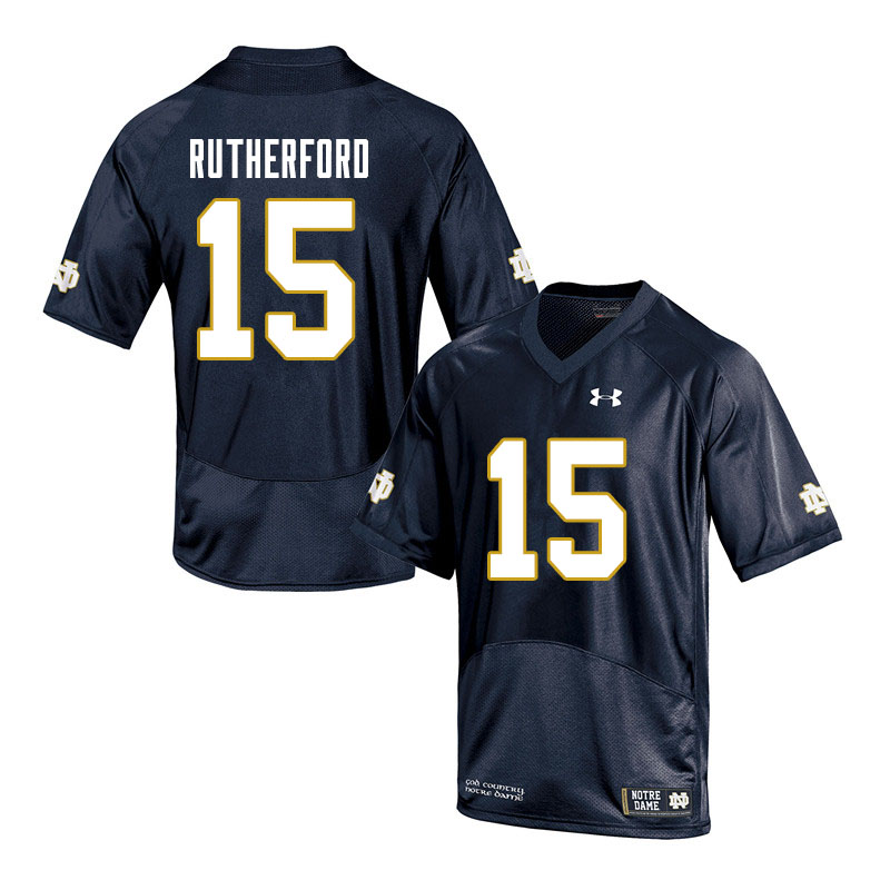 Men's NCAA Notre Dame Fighting Irish #15 Isaiah Rutherford Stitched College Under Armour Authentic Navy Football Jersey KA10Q50JK